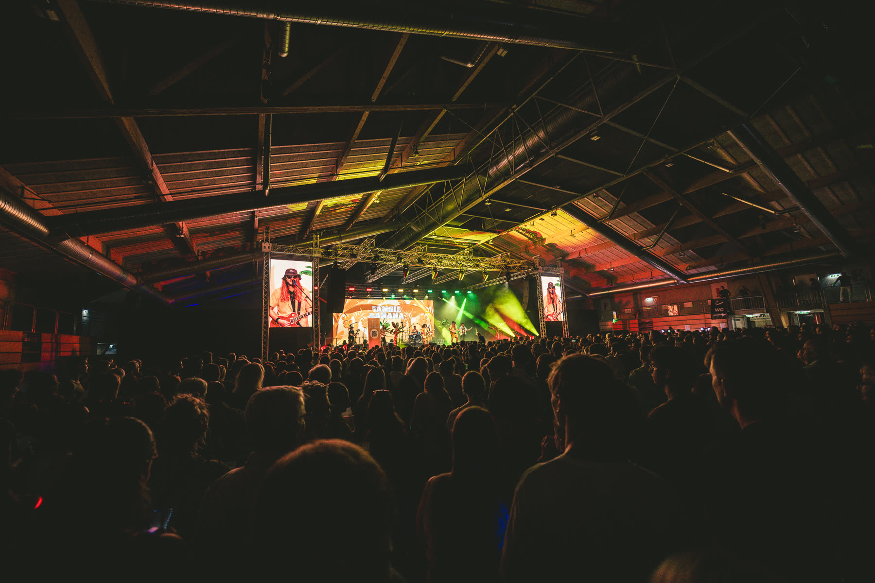 A packed Eishalle Amstetten watching Tangie Banana on stage