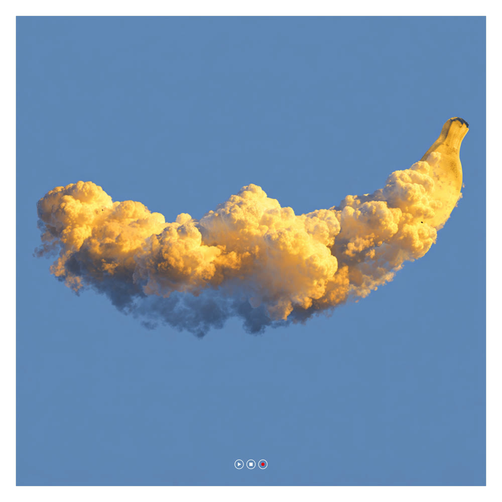 Cover of the single So High – a banana-shaped cloud in the blue sky